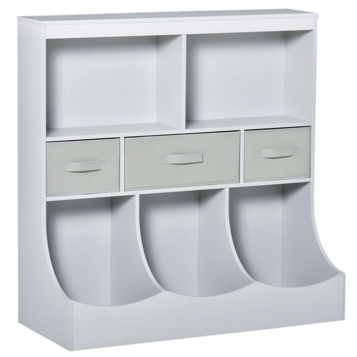 Homcom Kids Bookcase Toddler Toy Storage Organizer, Kid’s Bin Storage Unit Children Display Shelf Wa