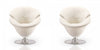 Tulip Modern Velvet Swivel Lounge Chair in White - Set of 2 