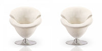 Tulip Modern Velvet Swivel Lounge Chair in White - Set of 2 