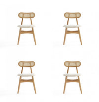 Colbert Industry Chic Cane Back Wood Upholstered Dining Chair in Natural - Set of 4