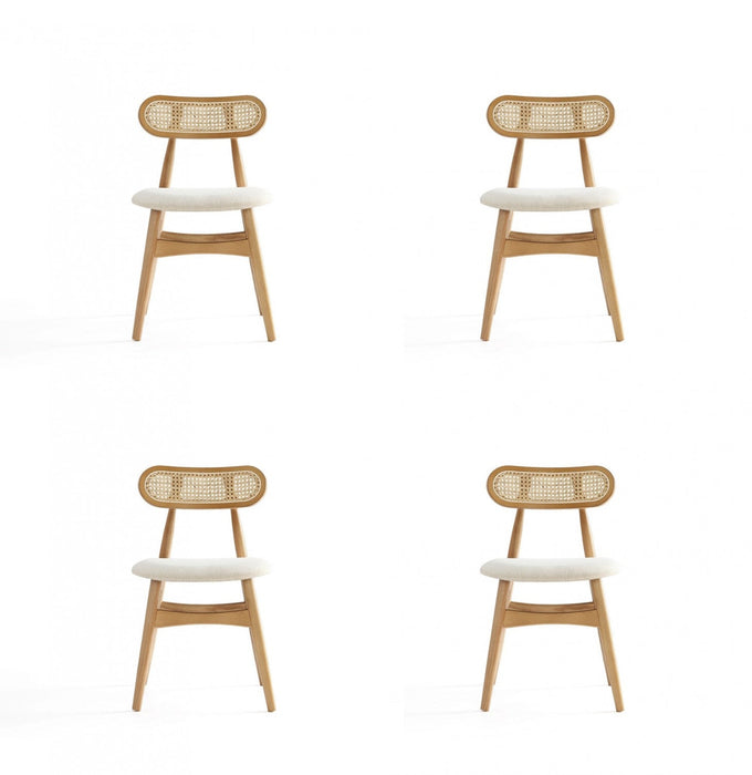 Colbert Industry Chic Cane Back Wood Upholstered Dining Chair in Natural - Set of 4 