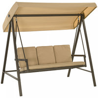 Outsunny 3 Seater Patio Swing Chair, Outdoor Swing Seat, Beige
