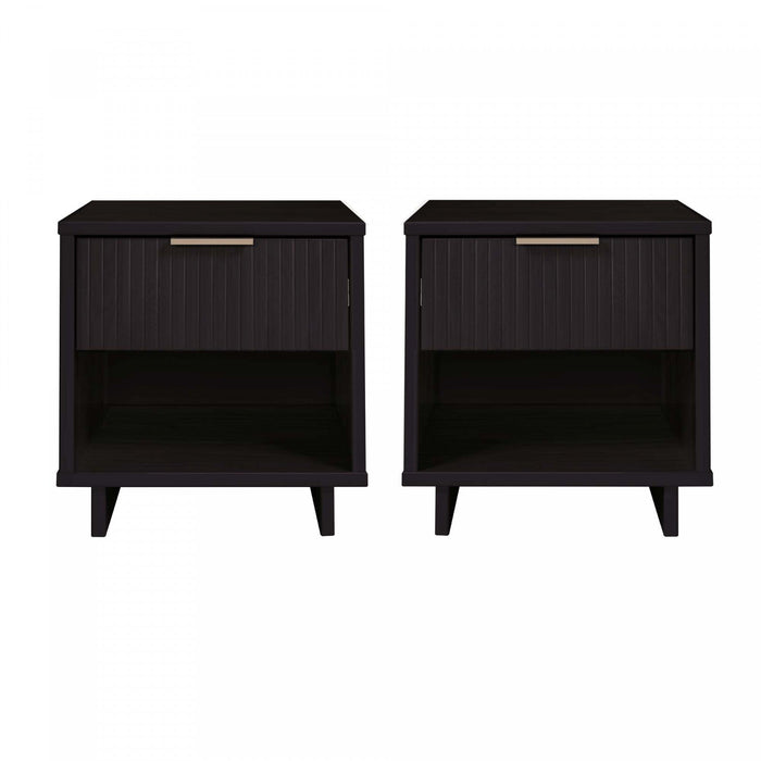 Granville Modern 18\" Nightstand in Black (1-Drawer) - Set of 2 