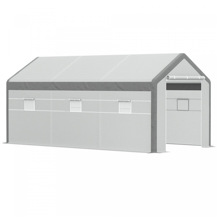 Outsunny 20' X 10' X 9' Walk-in Greenhouse With Roll Up Doors & 6 Windows Plant Growth Warm House Ou