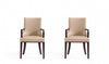 Shubert Modern Wood Vegan Leather and Velvet Armchair in Tan - Set of 2 