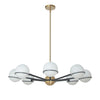 Dainolite Sofia 8 Light Chandelier Matte Black/Aged Brass White Opal Glass Lamp