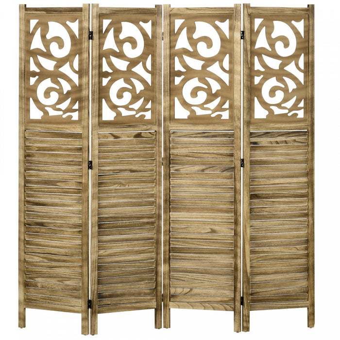 Homcom 4 Panel Room Divider, 5.6 Ft Folding Privacy Screens, Brown