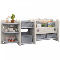 Qaba Toy Storage Organizer With 4 Storage Boxes, Bookshelves, Storage Racks, Toy Organizer For Nurse