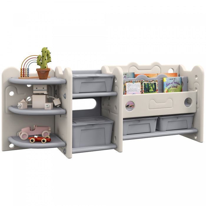 Qaba Toy Storage Organizer With 4 Storage Boxes, Bookshelves, Storage Racks, Toy Organizer For Nurse