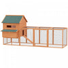 Pawhut 137\" Chicken Coop, Wooden Large Hen House With Chicken Run, Nesting Box, Poultry Cage For Out