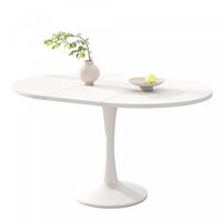 Liam Extendable Round Dining Table with Space-Saving Function,White  