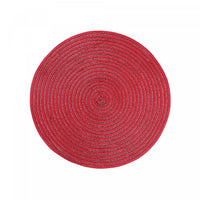 Woven Round Red Shimmer Placemat - Set of 12