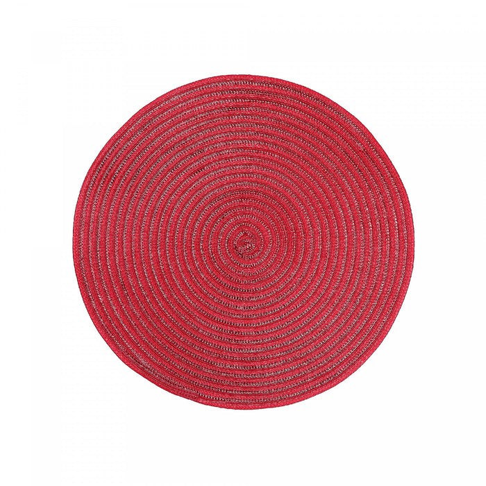 Woven Round Red Shimmer Placemat - Set of 12