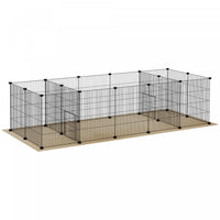 Pawhut 18 Panels Small Animal Cage With Water-resistant Mat, Pet Playpen With Doors, Guinea Pig Cage