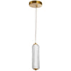Dainolite Ramona LED Pendant 10w Aged Brass Clear Fluted Glass Lamp