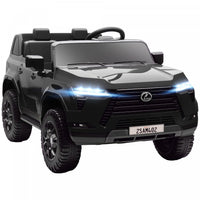 Qaba 2 Seater Electric Car For Kids, 12v 7ah Lexus Gx550 Licensed Battery Powered Ride On Car With Remote Control, 4 Wheel Suspension System, Usb, Led Light, 3 Speed, Black
