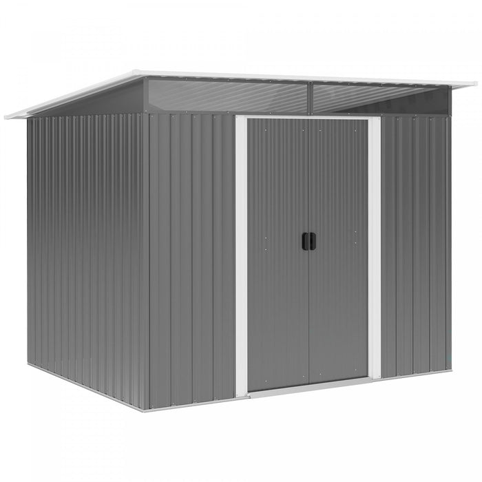 Outsunny 6' X 8.5' Garden Storage Shed, Metal Tool Storage House With Pc Boards And Double Doors For