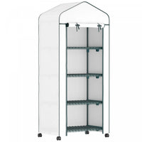 Outsunny Portable Greenhouse With 4 Tier Shelves, Pe Cover, White