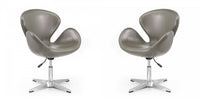 Raspberry Modern Upholstered Swivel Lounge Chair in Pebble Gray - Set of 2 Accent Chair 