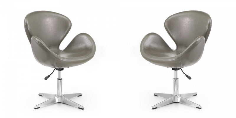 Raspberry Modern Upholstered Swivel Lounge Chair in Pebble Gray - Set of 2 Accent Chair 