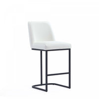 Serena Modern Metal Upholstered Counter Stool in White Armoire