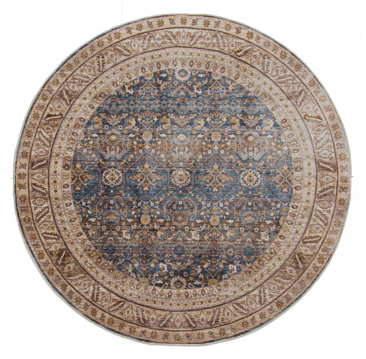 Gianna Traditional 5'0\" x 5'0\" Area Rug in Blue Indoor Area Rug 
