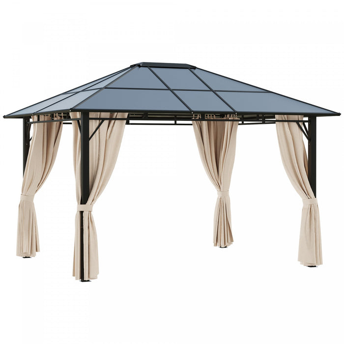 Outsunny 10' X 12' Outdoor Hardtop Gazebo With Polycarbonate Panel Roof, Garden Deluxe Pavilion Cano