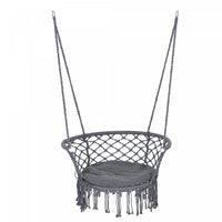 Outsunny Hanging Hammock Chair, Cotton Rope Porch Hammock Swing With Metal Frame And Cushion, Large