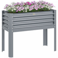 Outsunny Raised Garden Bed W/ Legs Galvanized Elevated Planter Box Silver