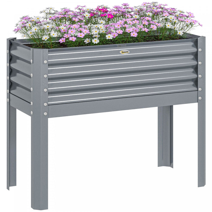 Outsunny Raised Garden Bed W/ Legs Galvanized Elevated Planter Box Silver