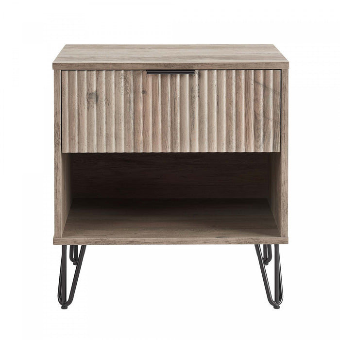 Dumbo Modern 20\" Fluted Nightstand in Rustic Gray (1-Drawer) 