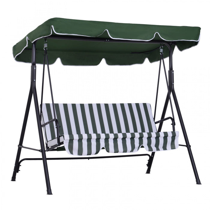Outsunny 3-seat Patio Swing Chair, Outdoor Porch Swing Glider With Adjustable Canopy, Removable Cush