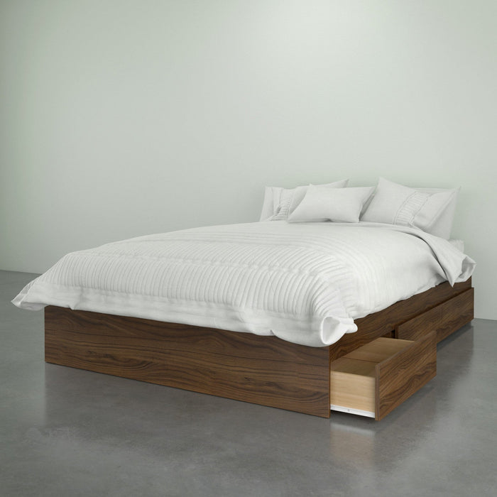 Nordika Full Storage Platform Bed - Walnut 