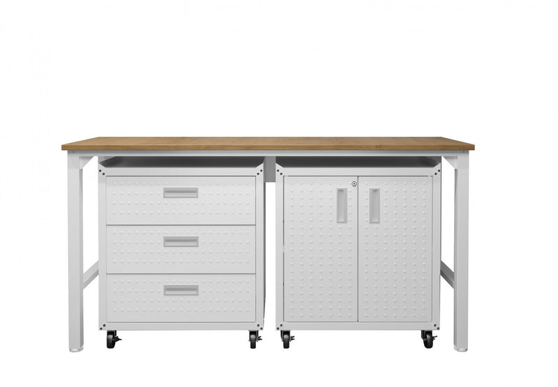 Fortress Modern 3-Piece Garage Set in White Garage Storage 