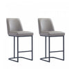 Serena Modern Metal Upholstered Counter Stool in Taupe - Set of 2 Bar Stool 