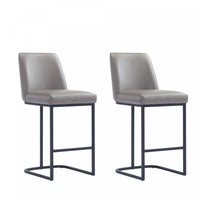 Serena Modern Metal Upholstered Counter Stool in Taupe - Set of 2 Bar Stool 