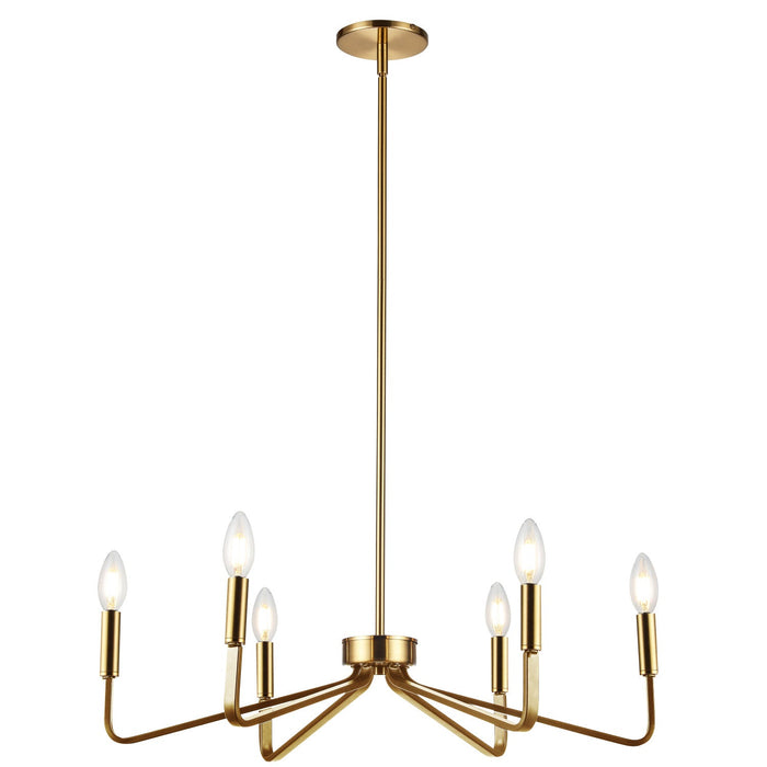 Dainolite Clayton 6 Light Chandelier Aged Brass Lamp