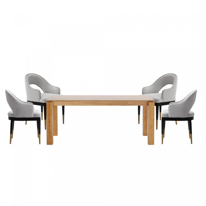 Carrington and Rockaway Modern Industry Chic 5-Piece Dining Set in Light Gray and Natural 