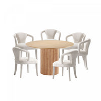 Hathaway and Palmer Modern Industry Chic 7-Piece Dining Set in Silver Lining and Natural Dining Room Set 