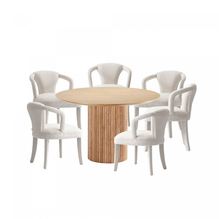 Hathaway and Palmer Modern Industry Chic 7-Piece Dining Set in Silver Lining and Natural Dining Room Set 