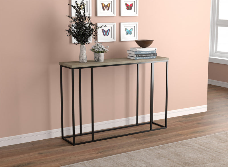 47” Console Table - Dark Taupe With Black Metal 