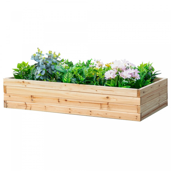 Outsunny 47\" X 24\" X 9\" Raised Garden Bed, Outdoor Wooden Planter Box For Growing Vegetables, Flower