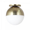 Dainolite Dayana 1 Light Flush Mount Incandescent Aged Brass White Glass Lamp