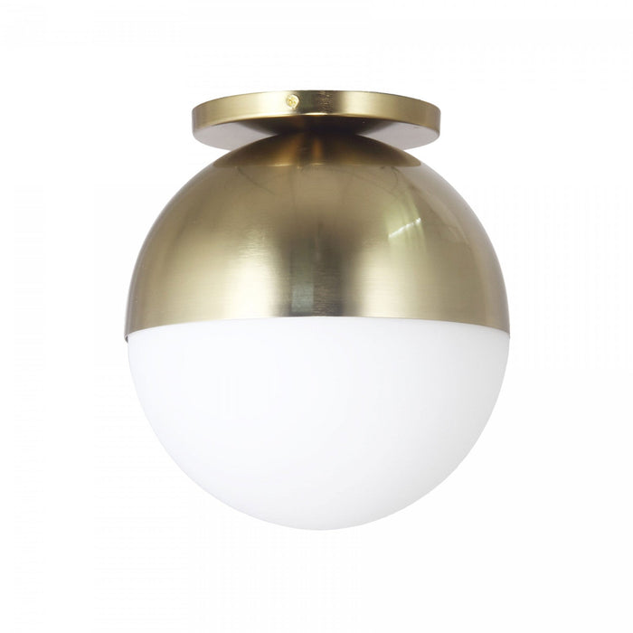 Dainolite Dayana 1 Light Flush Mount Incandescent Aged Brass White Glass Lamp