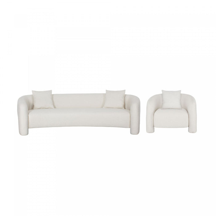 Sylvia Modern Glam 2-Piece Sofa Set in Ivory 