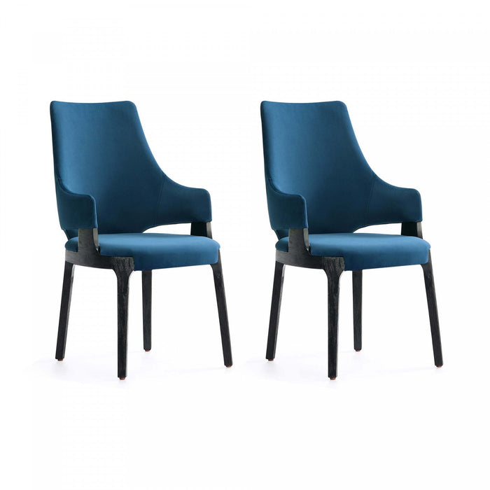 Kara Modern Wood Upholstered Dining Chair in Blue - Set of 2 
