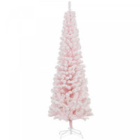 Homcom Snow Flocked Pencil Christmas Tree Slim Artificial Christmas Tree