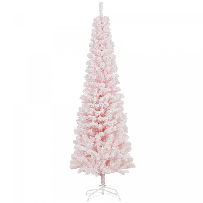 Homcom Snow Flocked Pencil Christmas Tree Slim Artificial Christmas Tree
