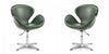 Raspberry Modern Upholstered Swivel Lounge Chair in Forest Green - Set of 2 Accent Chair 