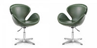 Raspberry Modern Upholstered Swivel Lounge Chair in Forest Green - Set of 2 Accent Chair 
